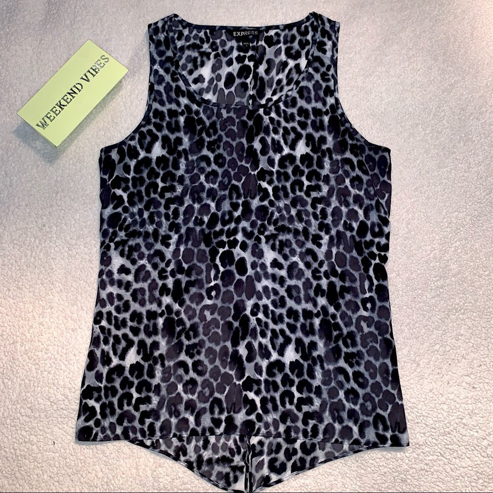 Express | Cheetah Print Tank Top, Flowy, Sheer, Slit Back, Size S